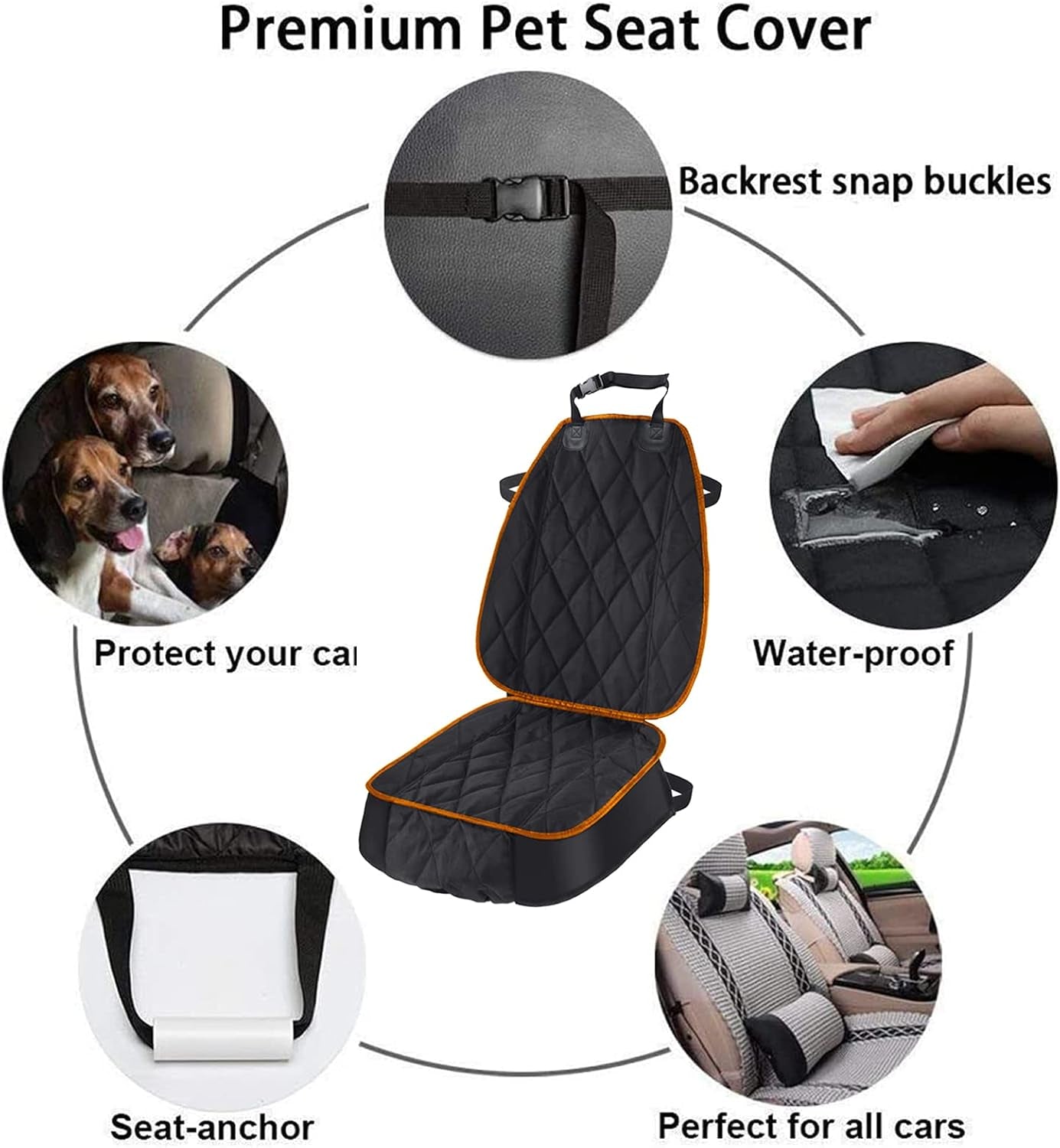 Dog Car Seat Cover for Cars Suvs Trucks, Thicked 600D Oxford Heavy Duty Waterproof Front Car Seat Covers for Dogs Durable Nonslip Padded Pet Car Seat Protector with Side Flaps, 2 Pack | Thicked 600D Oxford,Heavy Duty, Waterproof,Durable, Nonslip Padded Pet Car Seat Protector with Side Flaps