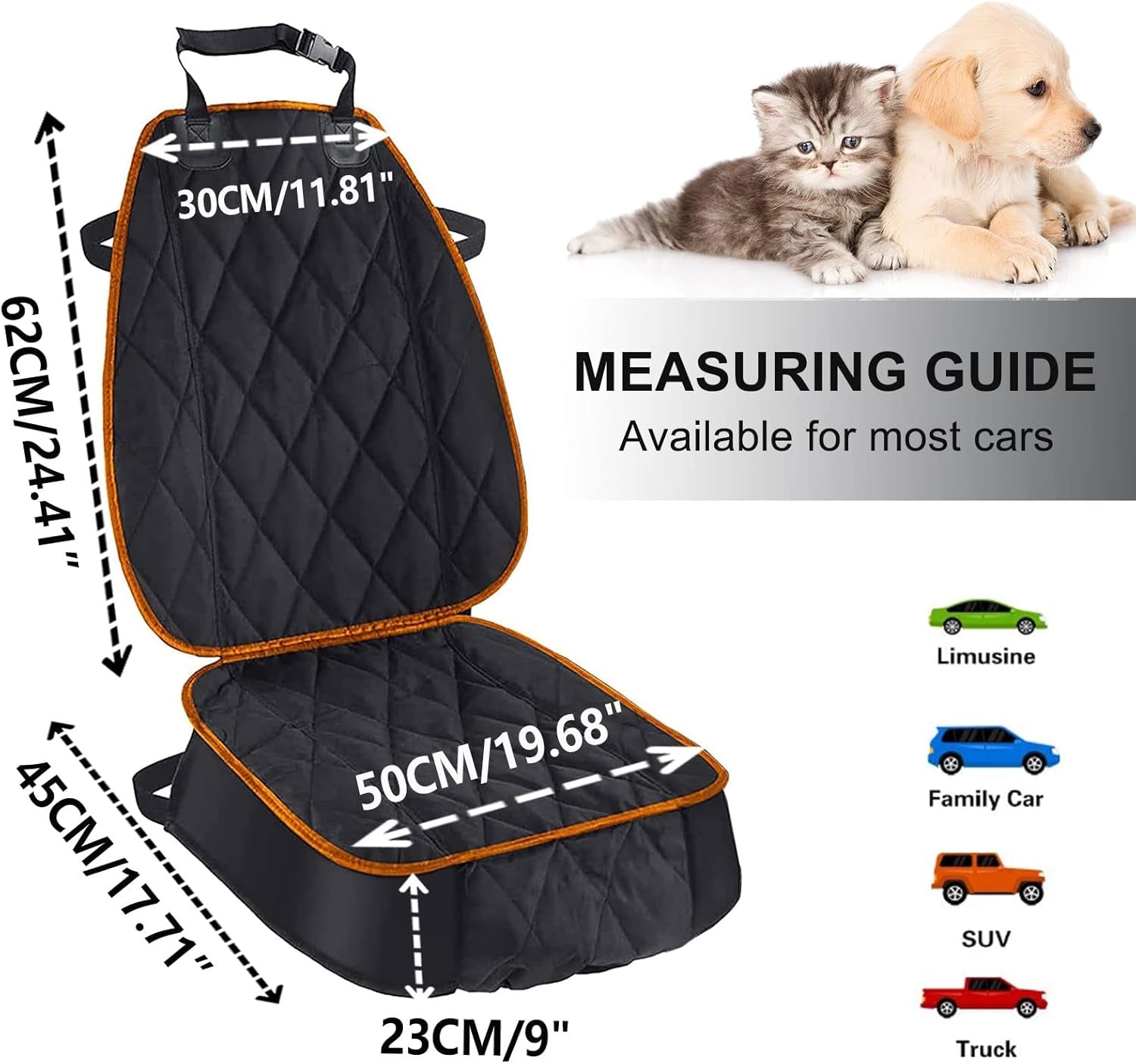 Dog Car Seat Cover for Cars Suvs Trucks, Thicked 600D Oxford Heavy Duty Waterproof Front Car Seat Covers for Dogs Durable Nonslip Padded Pet Car Seat Protector with Side Flaps, 2 Pack | Thicked 600D Oxford,Heavy Duty, Waterproof,Durable, Nonslip Padded Pet Car Seat Protector with Side Flaps
