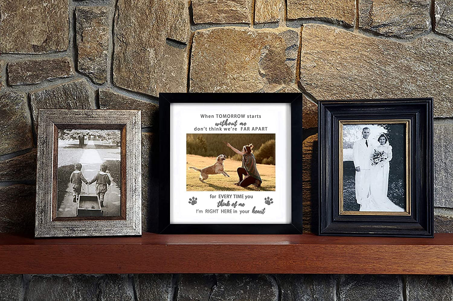 Pet Memorial Picture Frame, Sympathy Gift, Dog Cat Tribute,Black | Sympathy Loss Gift, Dog Cat Remembrance Keepsake Tribute