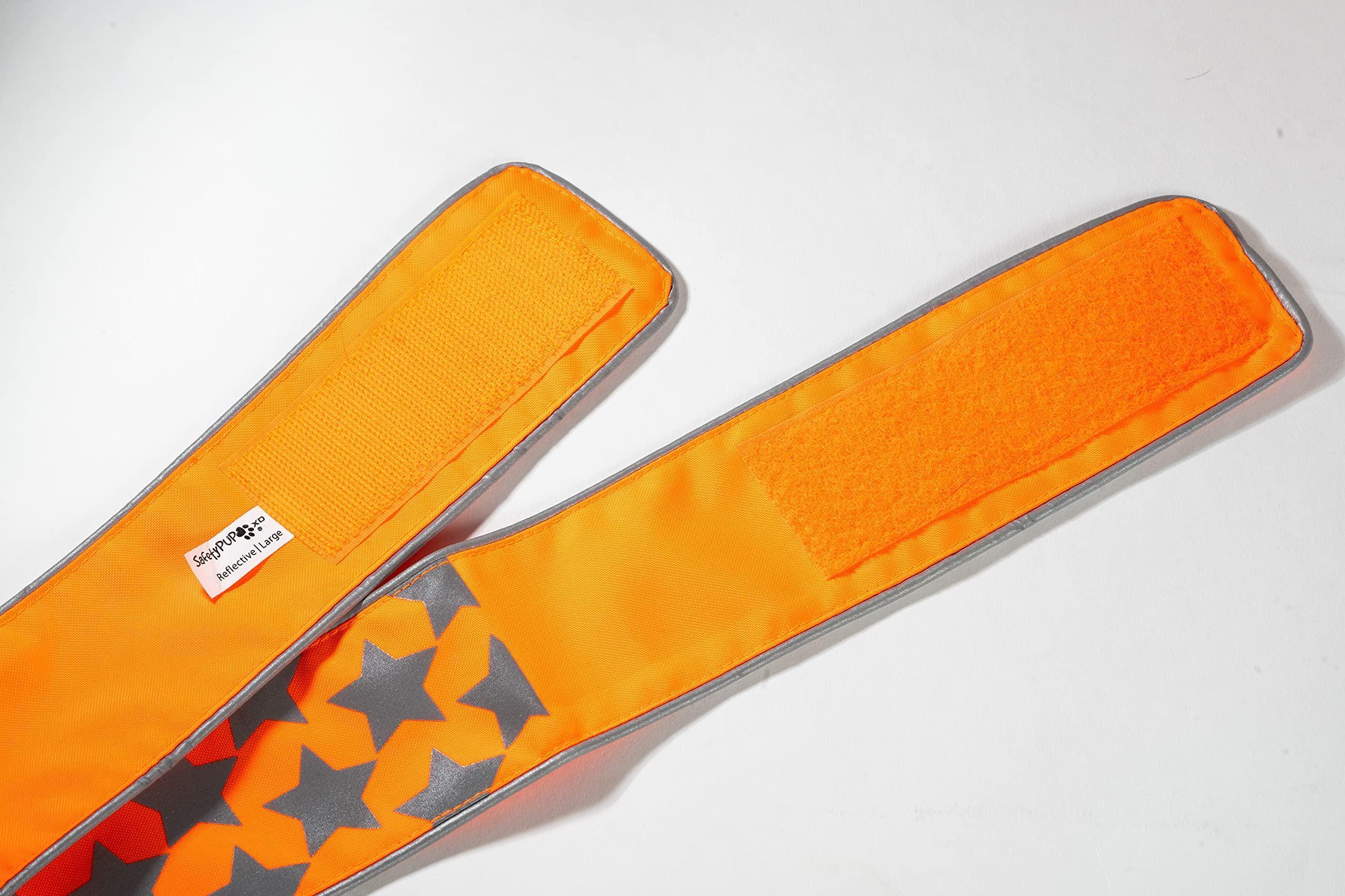 Reflective Dog Collar XL Size Adjustable Blaze Orange