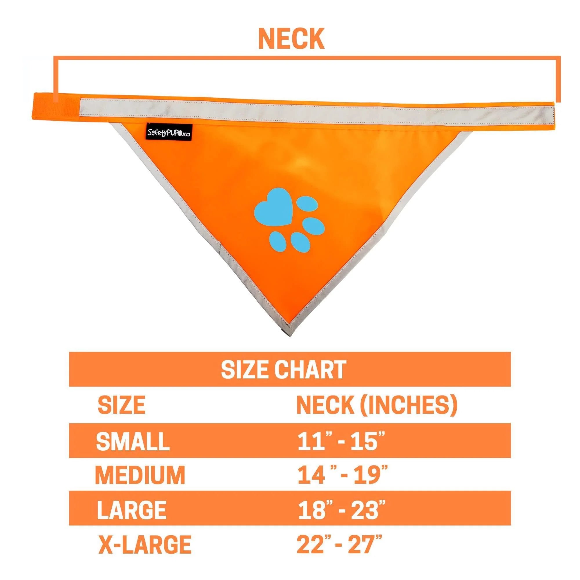 Reflective Dog Bandana Hi-Vis M Size 19 in Chest X 19 in Neck Orange